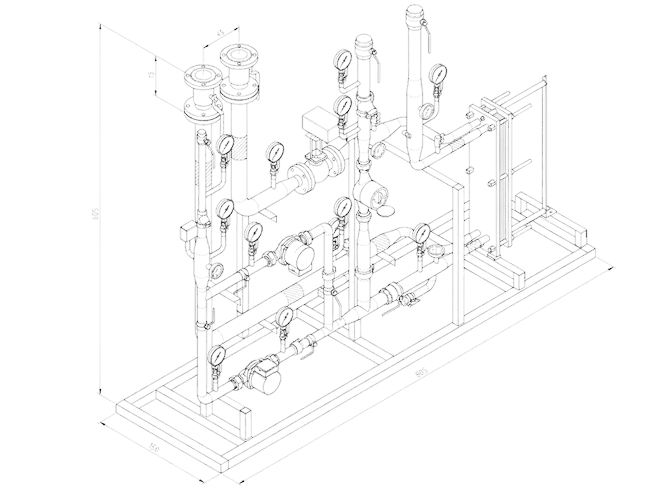 Узел ГВС одноступенчатый схематично