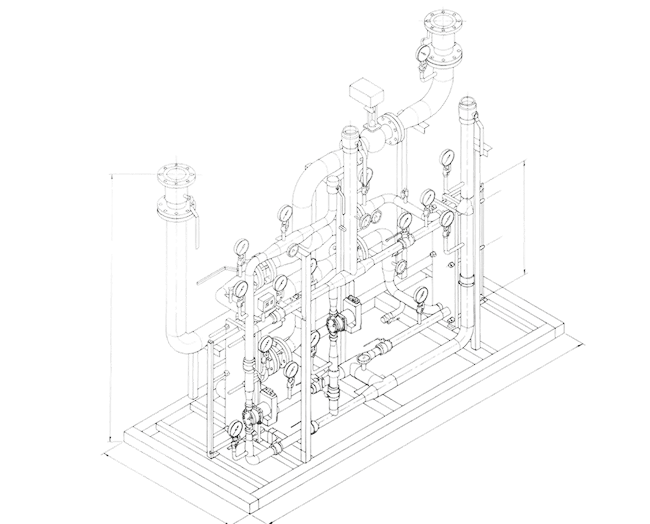 Узел ГВС с резервным тепллообменником схематично