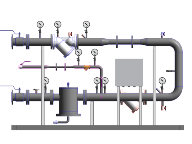 схема теплового узла ввода и учета тепловой энергии вид сбоку